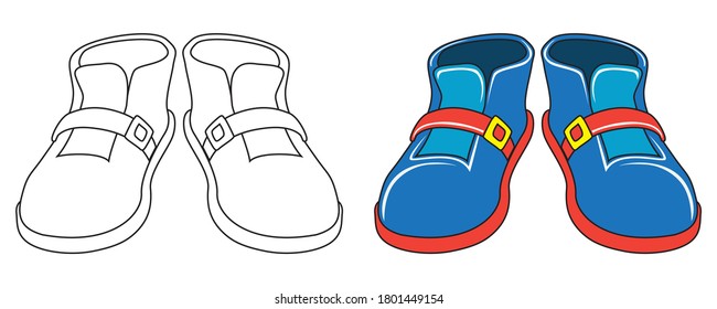 shoes coloring vector illustration,isolated on white background for education,top view