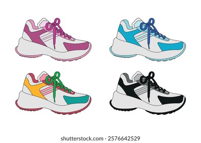 Shoes. Colourful sneakers shoes design vector illustration.