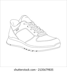 Shoes continuous one line drawing. Sports shoes in a line style. Sneakers isolated on white background. Good for man or woman. Fashionable and casual. Vector minimalistic hand drawn illustration