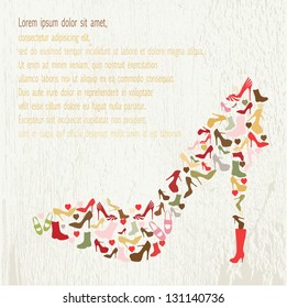 Shoes deceoration in shoe shape with white background