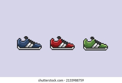 shoes with different color in pixel style