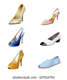 Shoes of different styles are shown in the picture.