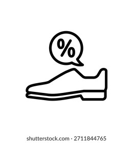Icono de descuento de zapatos, gráficos de Vector de línea
