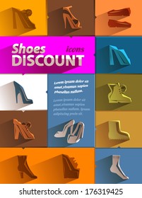 Shoes discount icons. Vector format