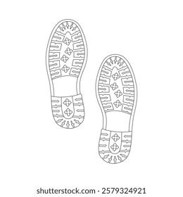 Shoes doodle vector illustration, Hand drawing shoes, Bottom view clipart, outline sport shoes, Shoe sketch, Sneakers vector, Sports wear, Shoes outline illustration and vector drawing, Shoe isolated.