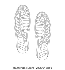 Shoes doodle vector illustration, Hand drawing shoes, Bottom view clipart, outline sport shoes, Shoe sketch, Sneakers vector, Sports wear, Shoes outline illustration and vector drawing, Shoe isolated.