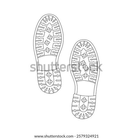 Shoes doodle vector illustration, Hand drawing shoes, Bottom view clipart, outline sport shoes, Shoe sketch, Sneakers vector, Sports wear, Shoes outline illustration and vector drawing, Shoe isolated.