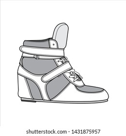 Shoes fashion flat sketch template