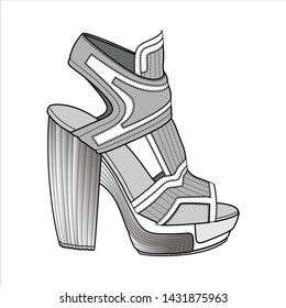 Shoes fashion flat sketch template