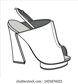 Shoes fashion flat sketch template