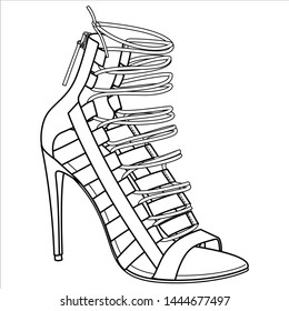 Shoes fashion flat sketch template