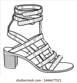 Shoes fashion flat sketch template