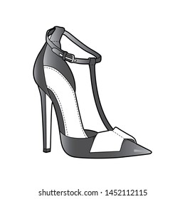 Shoes fashion flat sketch template