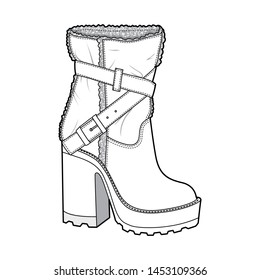 Shoes fashion flat sketch template