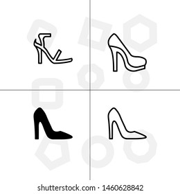 Shoes fashion style lineal, fill, solid, glyph icon set ransparent background