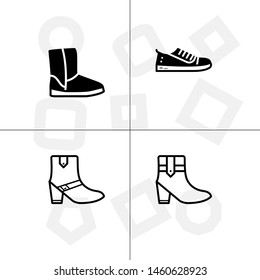 Shoes fashion style lineal, fill, solid, glyph icon set ransparent background
