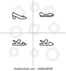 Shoes fashion style lineal, fill, solid, glyph icon set ransparent background