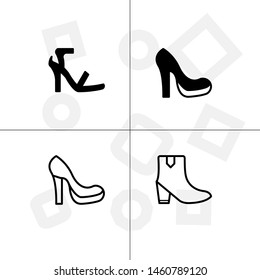 Shoes fashion style lineal, fill, solid, glyph icon set ransparent background