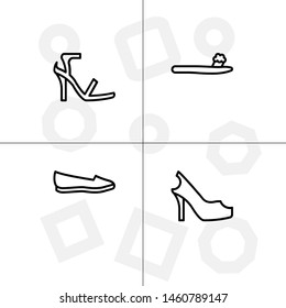 Shoes fashion style lineal, fill, solid, glyph icon set ransparent background