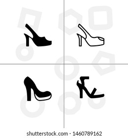 Shoes fashion style lineal, fill, solid, glyph icon set ransparent background