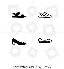 Shoes fashion style lineal, fill, solid, glyph icon set ransparent background