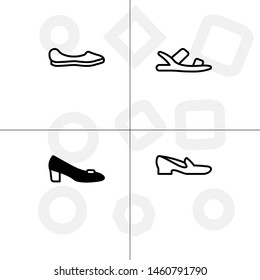 Shoes fashion style lineal, fill, solid, glyph icon set ransparent background