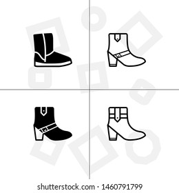 Shoes fashion style lineal, fill, solid, glyph icon set ransparent background