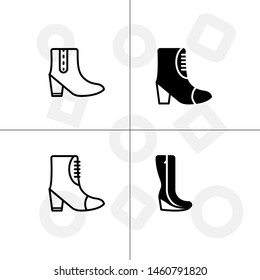 Shoes fashion style lineal, fill, solid, glyph icon set ransparent background