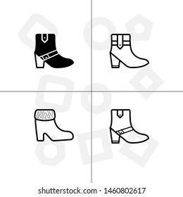 Shoes fashion style lineal, fill, solid, glyph icon set ransparent background