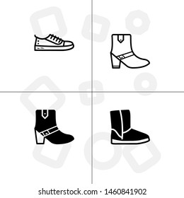 Shoes fashion style lineal, fill, solid, glyph icon set ransparent background