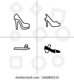Shoes fashion style lineal, fill, solid, glyph icon set ransparent background