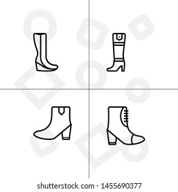 Shoes fashion style outline icon set transparent background
