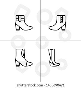 Shoes fashion style outline icon set transparent background