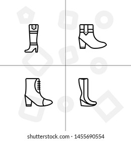 Shoes fashion style outline icon set transparent background