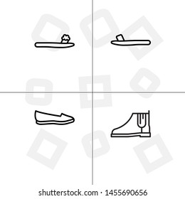Shoes fashion style outline icon set transparent background