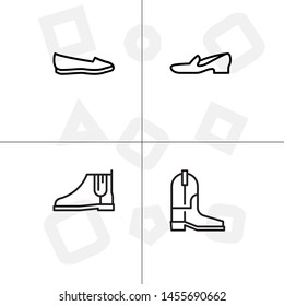 Shoes fashion style outline icon set transparent background