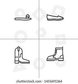 Shoes fashion style outline icon set transparent background