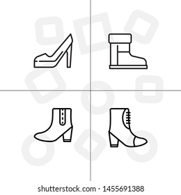 Shoes fashion style outline icon set transparent background