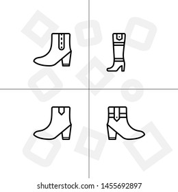 Shoes fashion style outline icon set transparent background