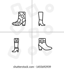 Shoes fashion style outline icon set transparent background