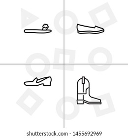 Shoes fashion style outline icon set transparent background