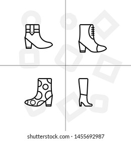 Shoes fashion style outline icon set transparent background