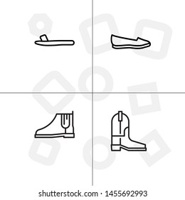 Shoes fashion style outline icon set transparent background