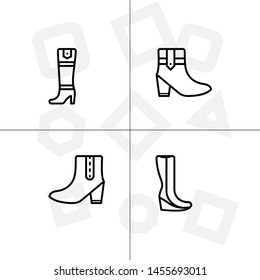 Shoes fashion style outline icon set transparent background