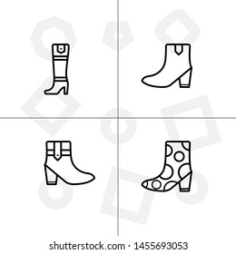 Shoes fashion style outline icon set transparent background