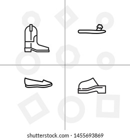 Shoes fashion style outline icon set transparent background