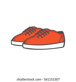 Shoes. Flame color sneakers on a white background. Vector illustration