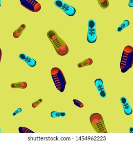 Shoes Flat Color Background Seamless Pattern