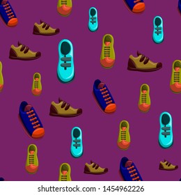 Shoes Flat Color Background Seamless Pattern