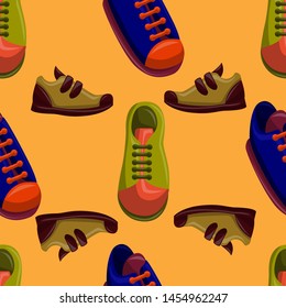Shoes Flat Color Background Seamless Pattern